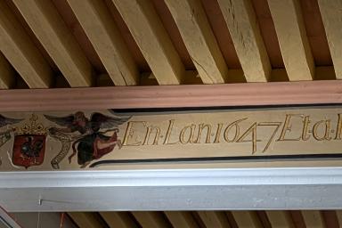 Poutre peinte, abbaye de Montivilliers